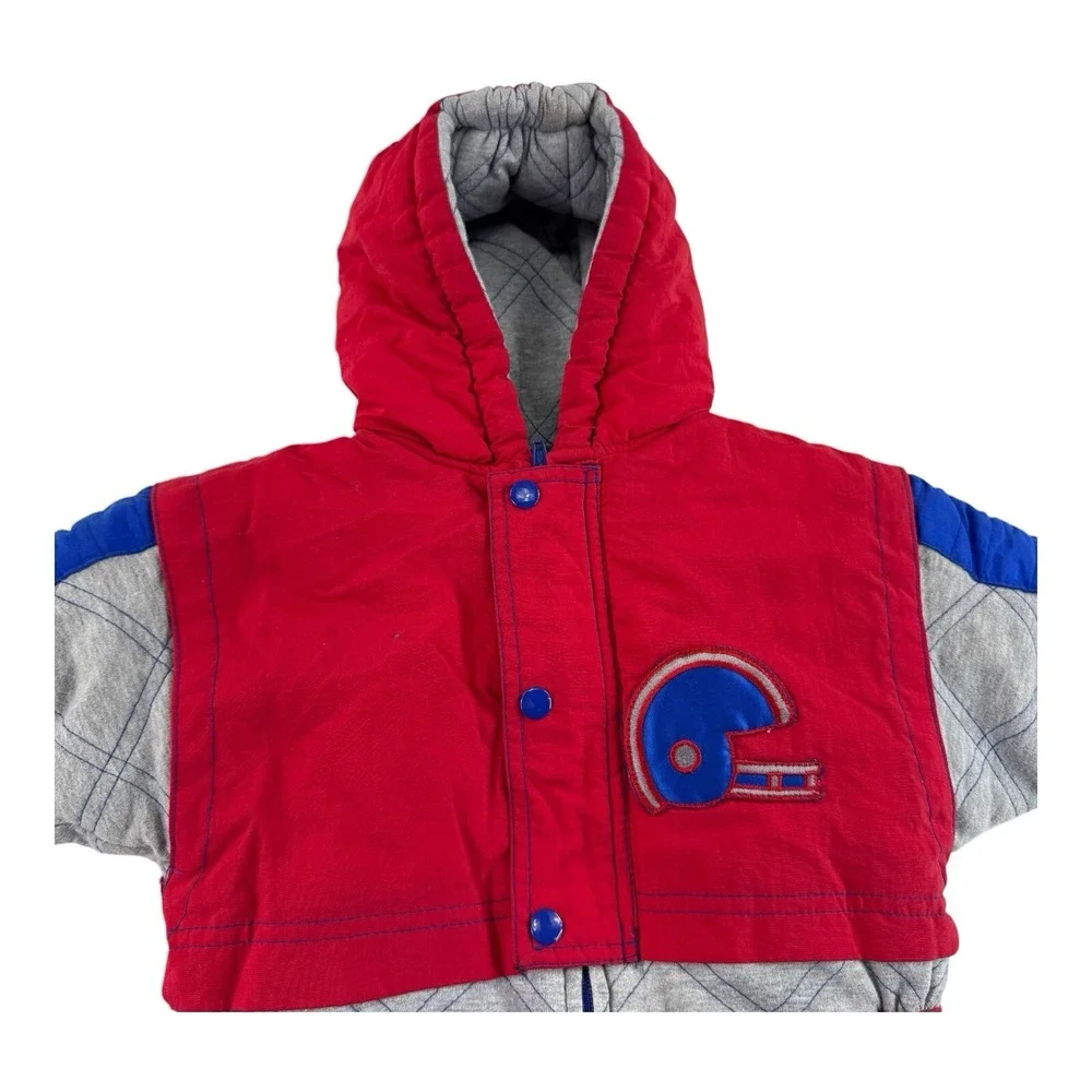 Tidykins Vintage‎ Kids Football Snowsuit 3-6M Red Blue Gray Nylon Cotton